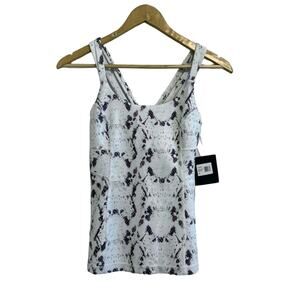Aurum White and Black Snake Print Kindness Performance Racerback Tank Top